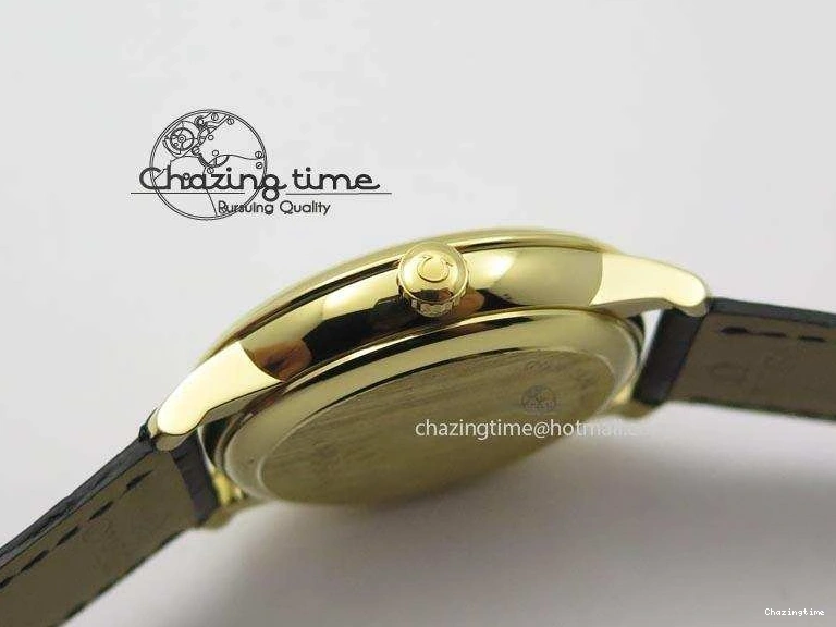 0207 De Ville MK 1:1 Best Edition YG Blue Dial On Black Leather Asian Seagull T1701 (Sec@6) Upgraded 8234